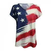 Jophufed Fashion Ljetni vrhovi za žene Američka zastava T majica bez rukava zastava V-izrez tiskane