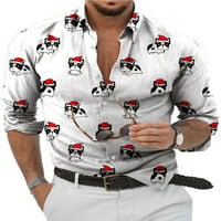 HAITE muškarci vrhovi gumb niz božićne košulje dugih rukava Tunika majica MENS XMAS bluza rever vrat-f