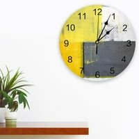 Ulje slikarski stil Sažetak Geometrijski žuti zidni sat Modern Design Silent Wall Watch za spavaću sobu
