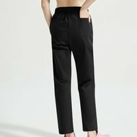 Lounge hlače AHERBIU za žene visoke strukske labave čvrste boje ravno ležerne pantalone s Pcoketsom