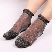 Ljetne žene Dame Sheer svilenkaste blistaju prozirne kratke čarape čarape za gležnjeve crne jedna veličina