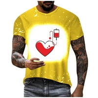 Hanas Nova tiskana majica Muška ležerna kratka rukava Street Hip-Hop 3D tiskani top žuti xxxl