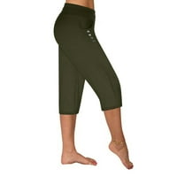 MRAT LINEN HLAČE za žene hlače za žene Capris hlače izvlačenja elastičnih špetova širine nogu s džepovima