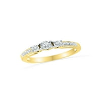 10KT Žuti zlatni okrugli dijamant 3-kameni svadbeni vjenčani prsten za vjenčanje CTTW