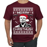 Divlji Bobby Merry Christmusk Funny Elon Musk Meme Ugly Božićni džemper Muškarci Grafički tee, Maroon,