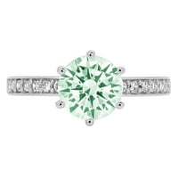 1.71ct okrugli rez zeleni simulirani dijamant 14k Bijelo zlato Graviranje Izjava bridalne godišnjice