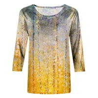 Jesen Ženske vrhove dugih rukava, modna žena okrugli vrat 3 4Sleeve majica za ispis bluza vrhova dukserica Yellow XL