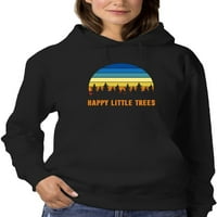 Sretna mala drveća Dizajn žena Hoodie, ženska 3x velika