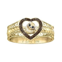 〖Hellobye〗 Životinje zvona Olovka Oblik Rhinestone prstenje za prste crtani kreativni nakit Ljubav gif
