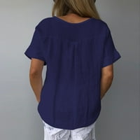 DTIDTPE majice za žene, povremene pamučne i posteljine kratkih rukava majica bluza na vrhu ženskih vrhova