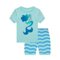 Aolitety dečja devojčica Mermaid pidžama setovi pamučne sažetke za spavanje 5t