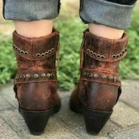 Ženske esencijane Juebong Ženske modne cipele Prozračne Chunky High Heels Retro patentne patentne čizme