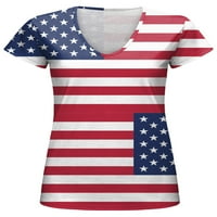 Avamo dame Ljeto vrhovi Američka zastava Ispis majica V izrez Majica Dailywer Pulover Casual Tee Style