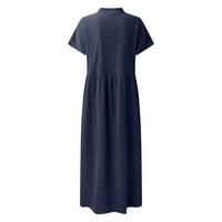 SHPWFBE Ljetne haljine za ženske ležerne haljine za ženske haljine od pune kratke rukave za žene s majicama
