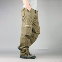Teretne pantalone za muškarce na čišćenju pamuk solidne boje tanki više džep ravni pantalone na otvorenom