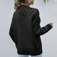 Ženska džemper za posade modni gumb čvrstog boja visoki ovratnik dugih rukava lagani pulover vrhovi