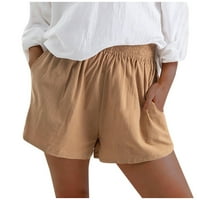 Čvrsta elastična boja casual vučna struka Žene udobne kratke hlače hlače hlače za žene bijeli xl