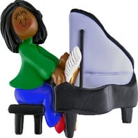 Klavirski igrač ženski afrički-američki personalizirani božićni ukras učinite