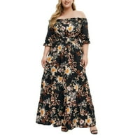 Ljetne haljine za prodaju za žene plus veličine kratkih rukava za tisak cvjetnog uzorka haljina od ramena