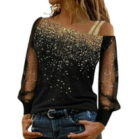 T majice za žene labavi fit grafički trendi dugih rukava mreža za hlađenje labavog ramena Ležerne prilike