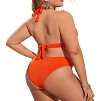 Seksi solidna halter narančasta plus veličine bikini setovi