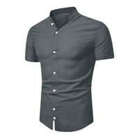 Muška majica Ljeto caljevina modna casual čvrsta štandacka gumb s kratkim rukavima majica bluza