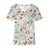 Odeerbi Ljetni casual elegantni vrhovi za žene modna majica V-izrez s kratkim rukavima za ispis bluza