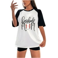 Ljetni vrhovi - Baseball majica Raglan Žene teen Girls Graphic TEE Zastava za ispis Kratki rukav dres