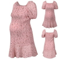 Zpanxa Trudnoćne haljine za žene, materinstvo Ljetna odjeća Naplaćena cvjetna kratka rukava materinstvo