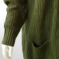 Baycosin Crni džemperi Cardigani za žene s dugim rukavima rebrasti pleteni kaputi Outerwear XL