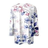 Strungten ljetni bluze za žene Žensko ljeto Tri četvrtine rukava Crewneck Ležerne ispisane bluze Žene