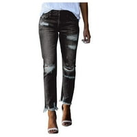 Zermoge ženske hlače na klirensu plus veličina Žene Modni suvici Slim-Fit Skinny Denim Ripped Jeans