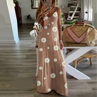 Smihono Ženska haljina Maxi Plaža Boho Trendy Plus Veličina Daisy Cvjetni sandress seksi remen V-izrez