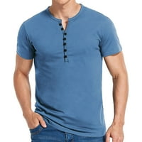 Muška puna boja Slim Fit Henley majice Gumb Up kratki rukav Dnevno casual majice Modna jednostavna bluza