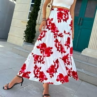 Yubnlvae Ljetni ženski visoki struk Boho cvjetni print Pleased Maxi suknja Ležerne prilike Flowy Swing