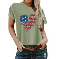 Atinetok ženske bluze i vrhovi Dressy Dan nezavisnosti 4. jula Vintage Tee vrhovi Ljeto srce USA Zastava