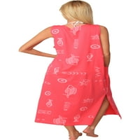 INDEAR pamučna haljina duga casual beach ljetni tenk Print TEE prikrivač ružičaste LG