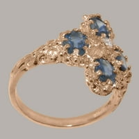 Britanski izrađeni 18k ružični zlatni prirodni dijamant i safir ženski zaručni prsten - veličine opcija