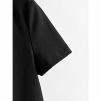 Košulje za žensku modnu ljetnu boju sa rebrastim majicama s kratkom rukavom crna m