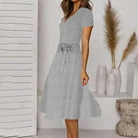 JMntiy Fashion Women Ljeto V-izrez zavoja za zavoj Dot Ispiši casual kratki rukav haljina