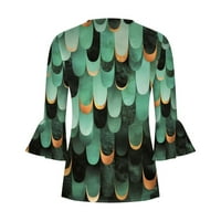 TEE majice Žene Žene Ljeto tiskanje Trendi gumb Cardigan rukava s rukavima V izrez Casual Moded Tunic