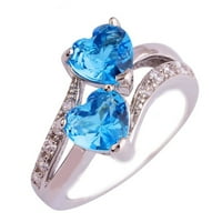 Ženski nakit za žene jedinstveno dvostruko srce duge vječne angažman prsten za djevojke Ring nakit za