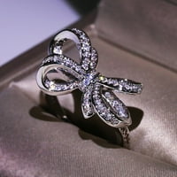 Xinqinghao modni ženski full dijamantni luk prsten za angažman prsten nakit pokloni srebro 10