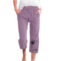 Ženske casual pantalone ravne noge nacrtavaju se elastična velika struka labave pantalone sa džepovima