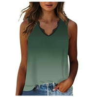 Bluze za žene Camesole Ležerne prilike bez rukava, majice Ljeto okruglo dekolte majice Vojska zelena