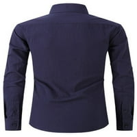 Grianlook muns casual gumb down bluza dugih rukava rever na vratu Rad sa džepom majica mornarsko plava