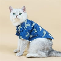 Bellaven Cat Odeća, Mačka odjeća Shark Print Pamučne košulje INS WIND PET odjeća, kućne ljubimce Mačke