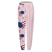 Smihono ponude Pokreti Sports Loot Fit Casaul Patchwork USA zastava Ispiši ženske širine noge up pantalone