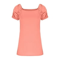 Ljetni vrhovi za žene Trendovi Žena kauzalni kvadratni vrat Čvrsta boja bluza Puff majica kratkih rukava
