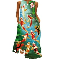Dame Long Haljina V izrez Maxi Haljine Cvjetni print Ljeto Plaža Sundress Kaftan party cvijet 5xl